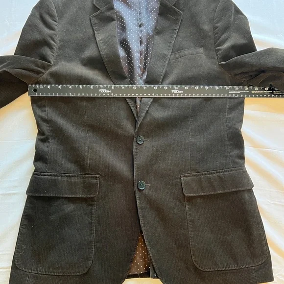 Express Men's Deep Brown Fitted Corduroy Blazer Jacket - Picture 7 of 10